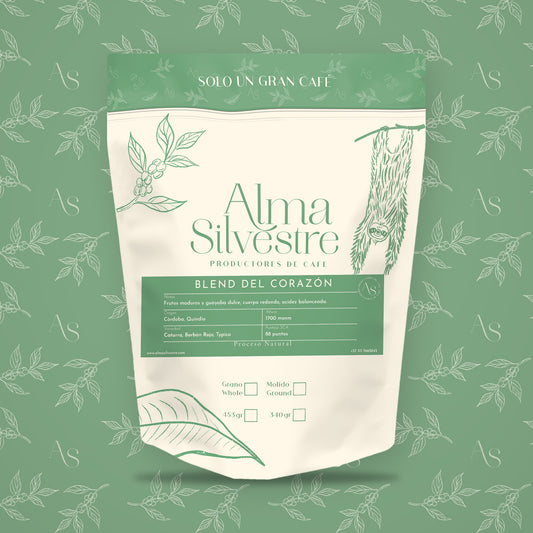 Bolsa de café de especialidad Blend del Corazón Alma Silvestre con etiqueta, 340 g