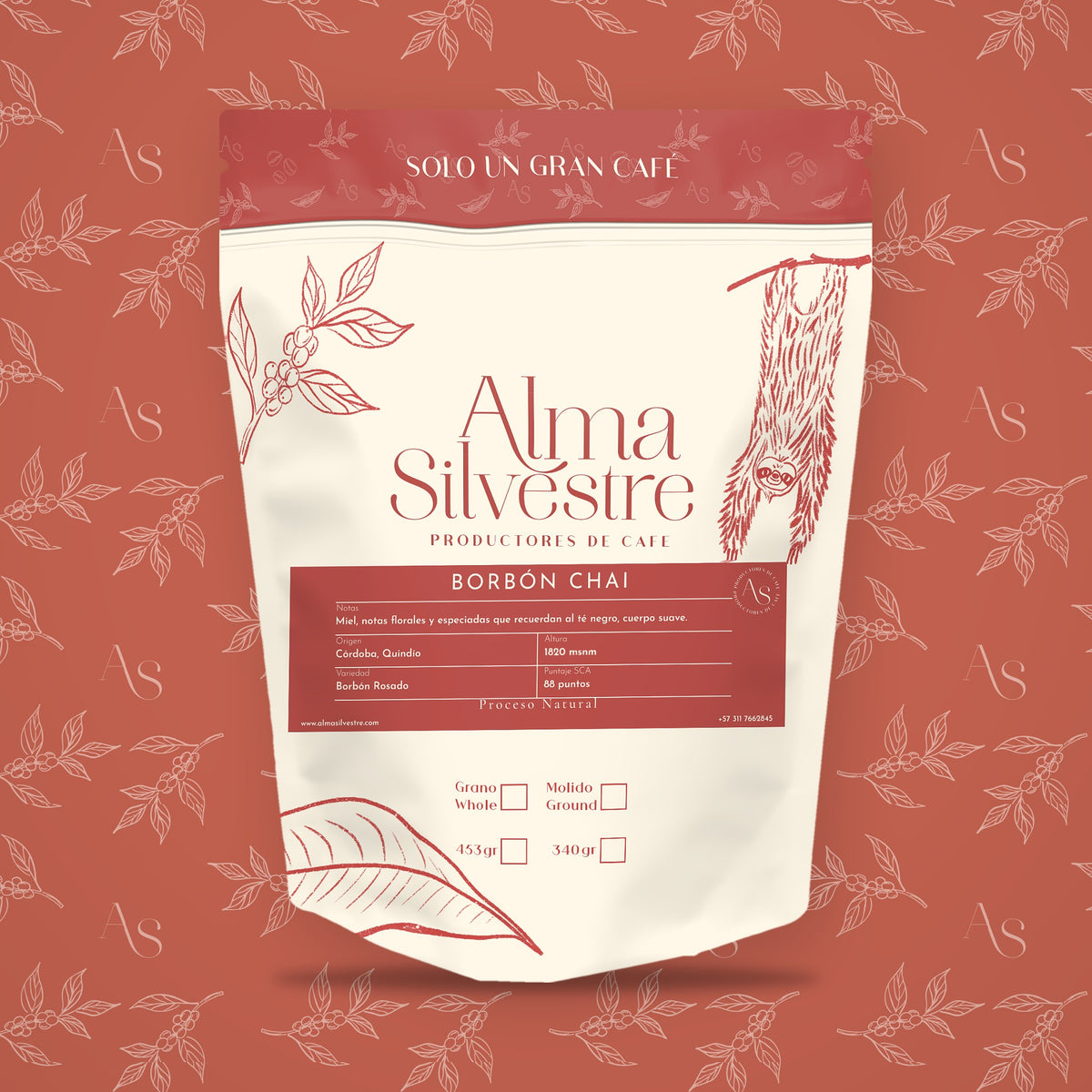 Bolsa de café de especialidad Borbón Chai Alma Silvestre con etiqueta, 340 g