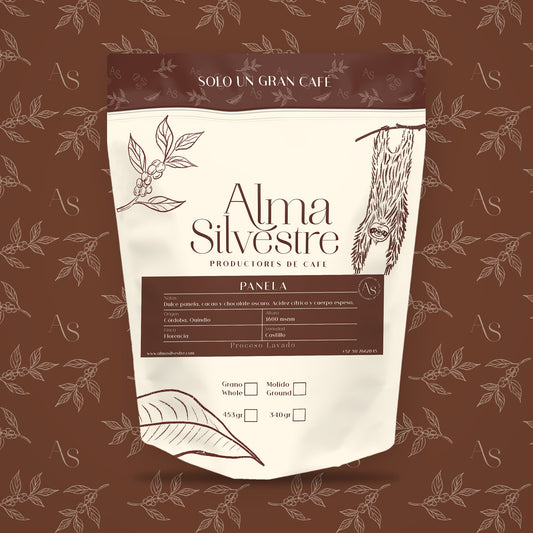 Bolsa de café de especialidad Panela Alma Silvestre con etiqueta, 340 g