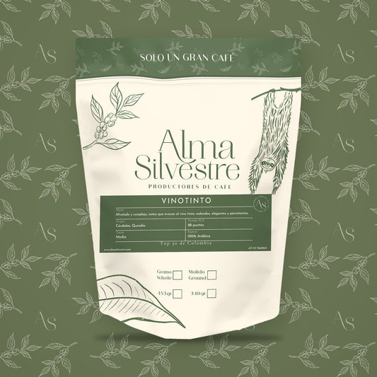Bolsa de café de especialidad Vinotinto Alma Silvestre con etiqueta, 340 g
